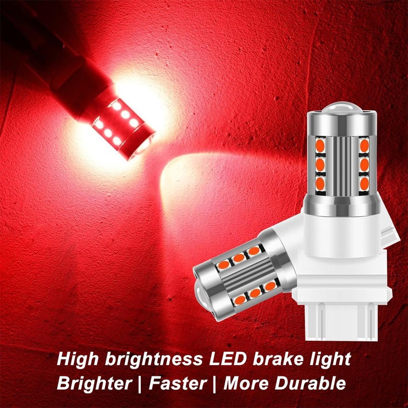 Mandark 3157 T25 LED Car Turn Signal Bulbs, 2PCS Super Bright Automotive Front Rear Blinker Light, Brighter Vehicle Marker Parking Lighting Accessories, Universal for SUV Sedan Truck (Red) - Image 3